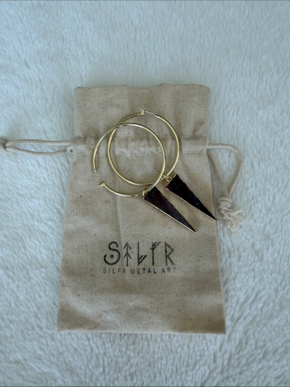 SILFR Sterling Silver Gold-Tone Hoop Amethyst Earrings